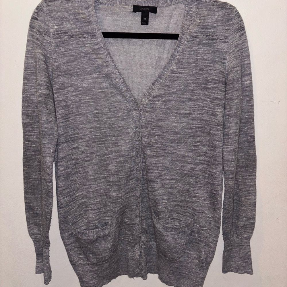 J. Crew gray button front linen cardigan!